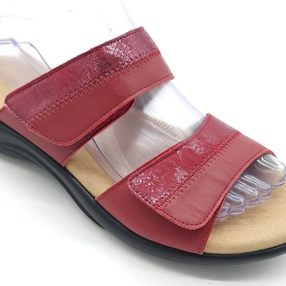 SAS Womens Nudu Adjustable Slide Ruby Cabernet Casual Sandal Size 8 WW